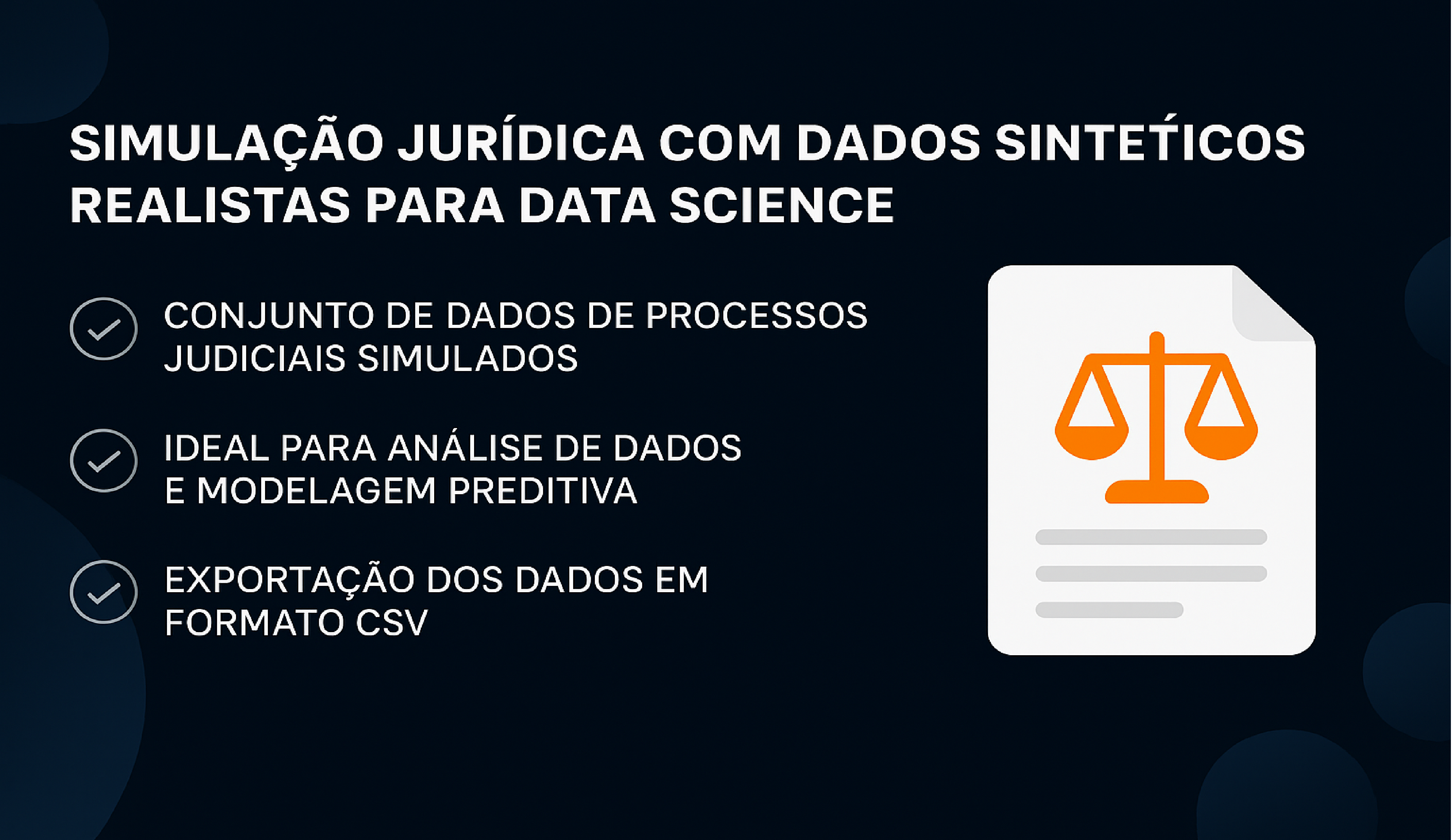 Banner do projeto de simulação de dados jurídicos sintéticos